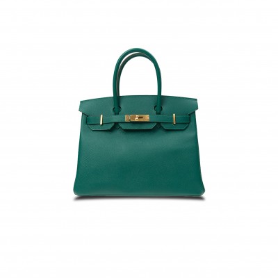 HERMES MASTER BIRKIN 30 EPSOM VELVET GREEN GOLD BUCKLE BAG BK30Z6EPGP (30*23*15cm)